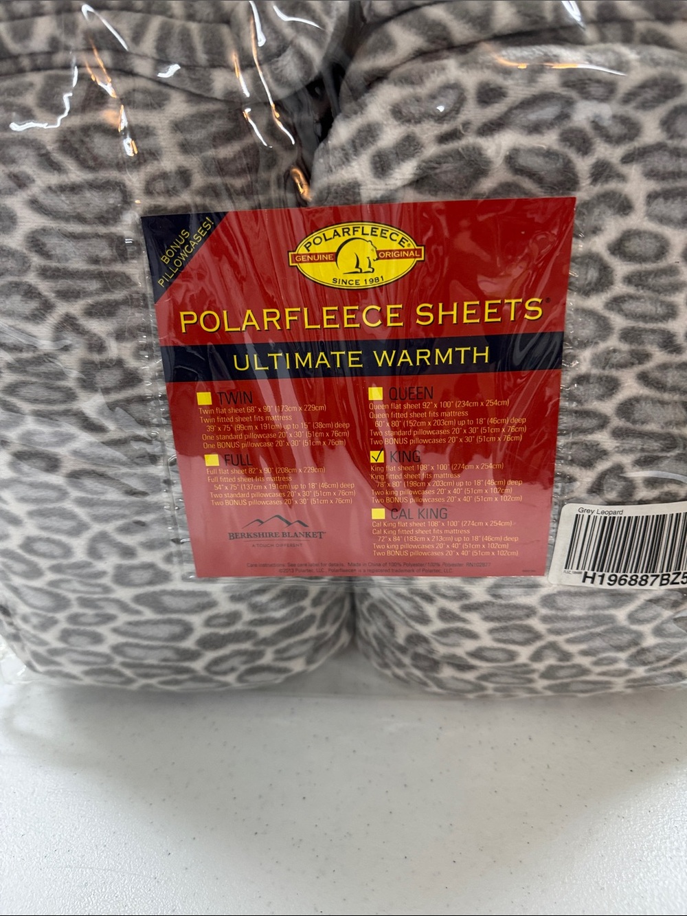 Grey Leopard Polar Fleece Sheets - Ultimate Warmth